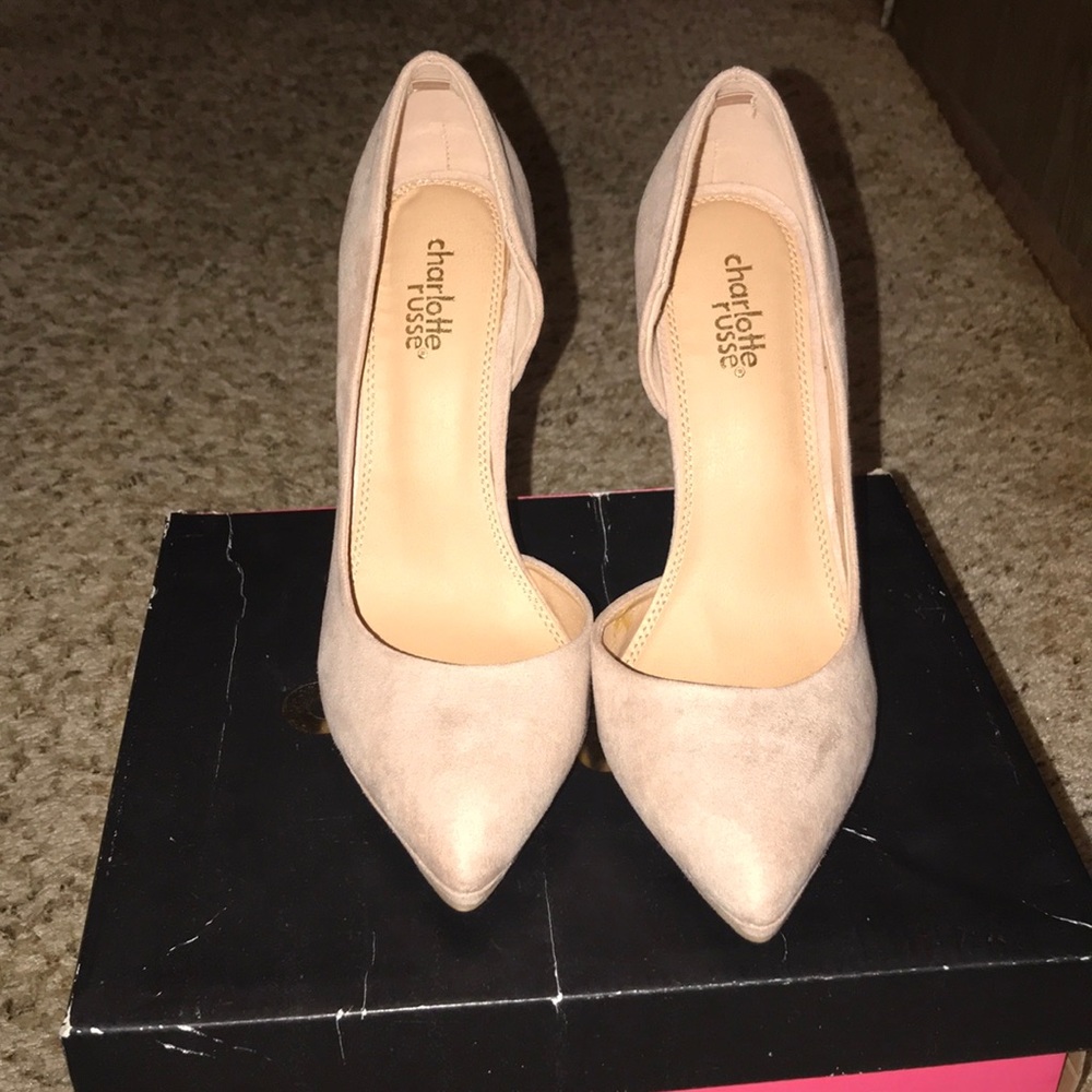 Charlotte Russe nude suede heels